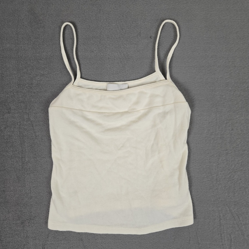Reformation Cropped Tank Top Womens Small Ivory Stretch Sleeveless USA Made